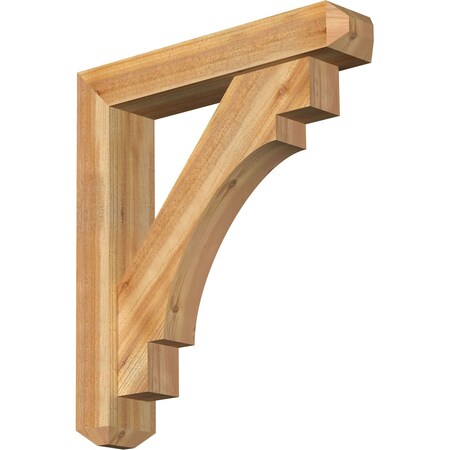 Ekena Millwork Merced Craftsman Rough Sawn Bracket w/ Offset Brace, Western Red Cedar, 6"W x 30"D x 34"H BKT0604X30X34MRC04RWR